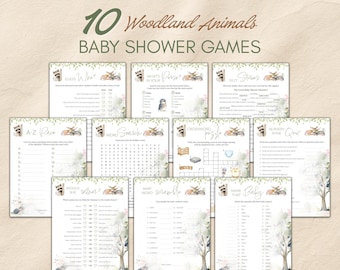 Woodland Baby Shower Games, Printable Baby Shower Games Bundle, Gender Neutral Baby Sprinkle Activities