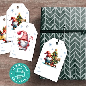 Christmas Gift Tags Printable, Christmas Gift Tag Bundle, Christmas Favor Tag, Christmas Gnomes, Holiday Tags, Assorted Christmas Favor Tags