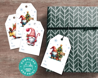 Christmas Gift Tags Printable, Christmas Gift Tag Bundle, Christmas Favor Tag, Christmas Gnomes, Holiday Tags, Assorted Christmas Favor Tags