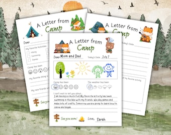 Letters from Camp, Summer Camp Letters, Printable Letter from Camp, Summer Camp Stationery, Summer Camp Fill in the Blank Letter, Camp Note