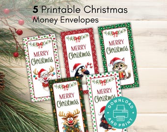 Christmas Money Gift Envelope Printable, Holiday Currency Envelope, Holiday Cash Gift Envelopes, Cash Money Holder, Stocking Stuffer Gift
