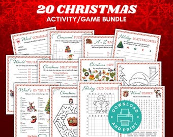 Christmas Game Bundle, Printable Christmas Games for Kids Teens and Adults, Holiday Classroom Activity, Christmas Party Games