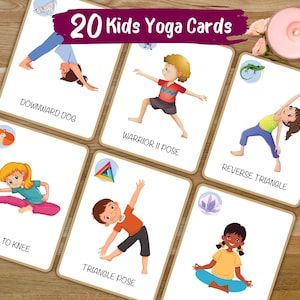 20 Kids Yoga Poses, Yoga Flashcards, Kids Movement Activity, Yoga for Kids, Yoga Game Cards, Yoga Poses, Yoga Practice, Printable Kids Yoga