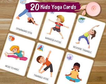 20 Kids Yoga Poses, Yoga Flashcards, Kids Movement Activity, Yoga for Kids, Yoga Game Cards, Yoga Poses, Yoga Practice, Printable Kids Yoga