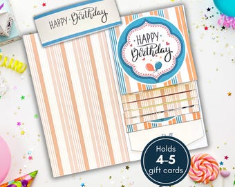 Birthday Waterfall Gift Card Holder, DIY Gift Card Holder Booklet, Waterfall Birthday Gift Card Book Printable, DIY Money Holder Tutorial