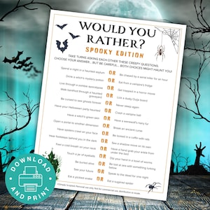 Spel Halloween wil je liever: Spooky Party Fun (afdrukbare pdf-download)