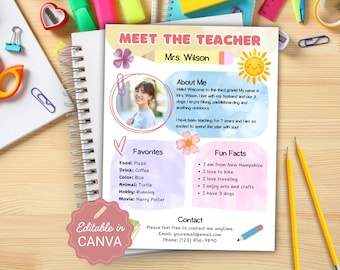 Meet the Teacher Template, Editable Meet the Teacher, All About My Teacher, Back to School Night, First Day of School, Get to Know Me