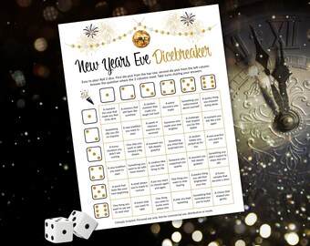 New Years Eve Dicebreaker, Printable Icebreaker Game, New Years Conversation Starters, New Years Eve Icebreaker Questions, Family Game Night