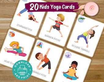 20 Kids Yoga Poses, Yoga Flashcards, Kids Movement Activity, Yoga for Kids, Yoga Game Cards, Yoga Poses, Yoga Practice, Printable Kids Yoga
