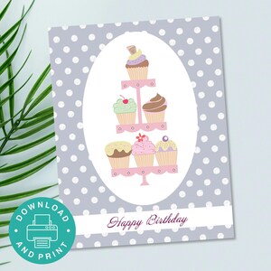 Cupcakes Birthday Card: Polka Dots, Sweet Treats (Digital Download)