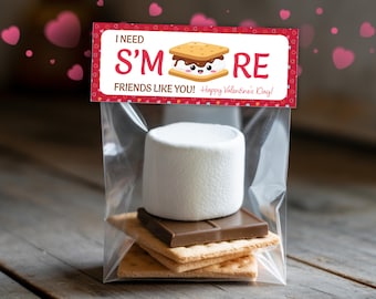 Smores Valentine Treat Bag Topper, Printable Bag Topper, Classroom Valentine Exchange, Kids Goodie Bag Topper, Smores Treat Bag Toppers