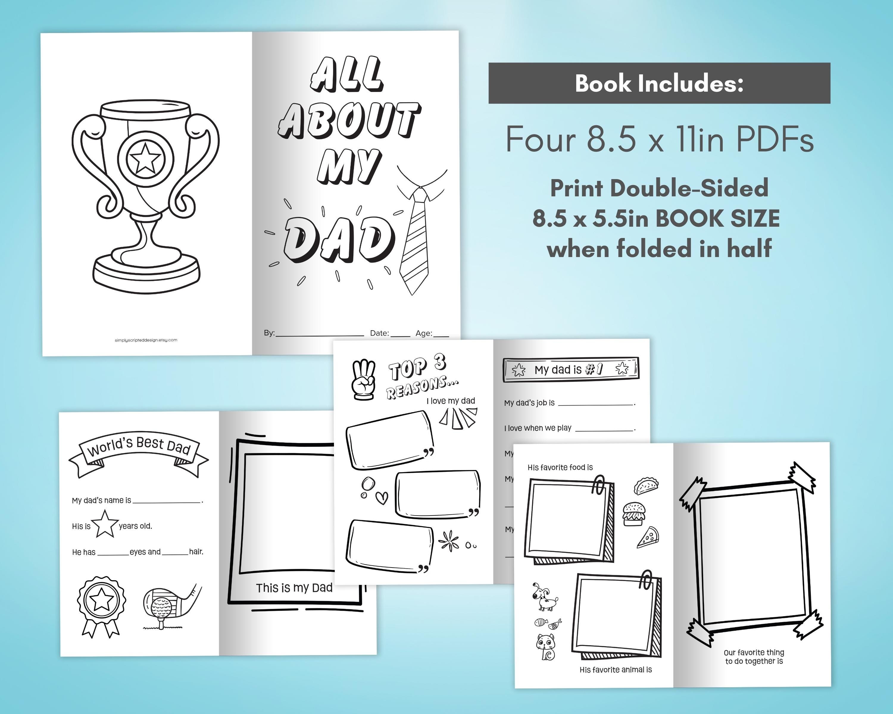 All About Dad Printable Book, Birthday Craft for Dad, Fathers Day ...