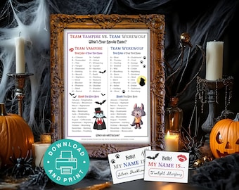 Juego de "Cómo te llamas" de vampiro, Juego de "Cómo te llamas" de hombre lobo, Generador de nombres de Halloween, Juego de nombres para fiestas de Halloween, Juego de fiesta de Halloween para niños