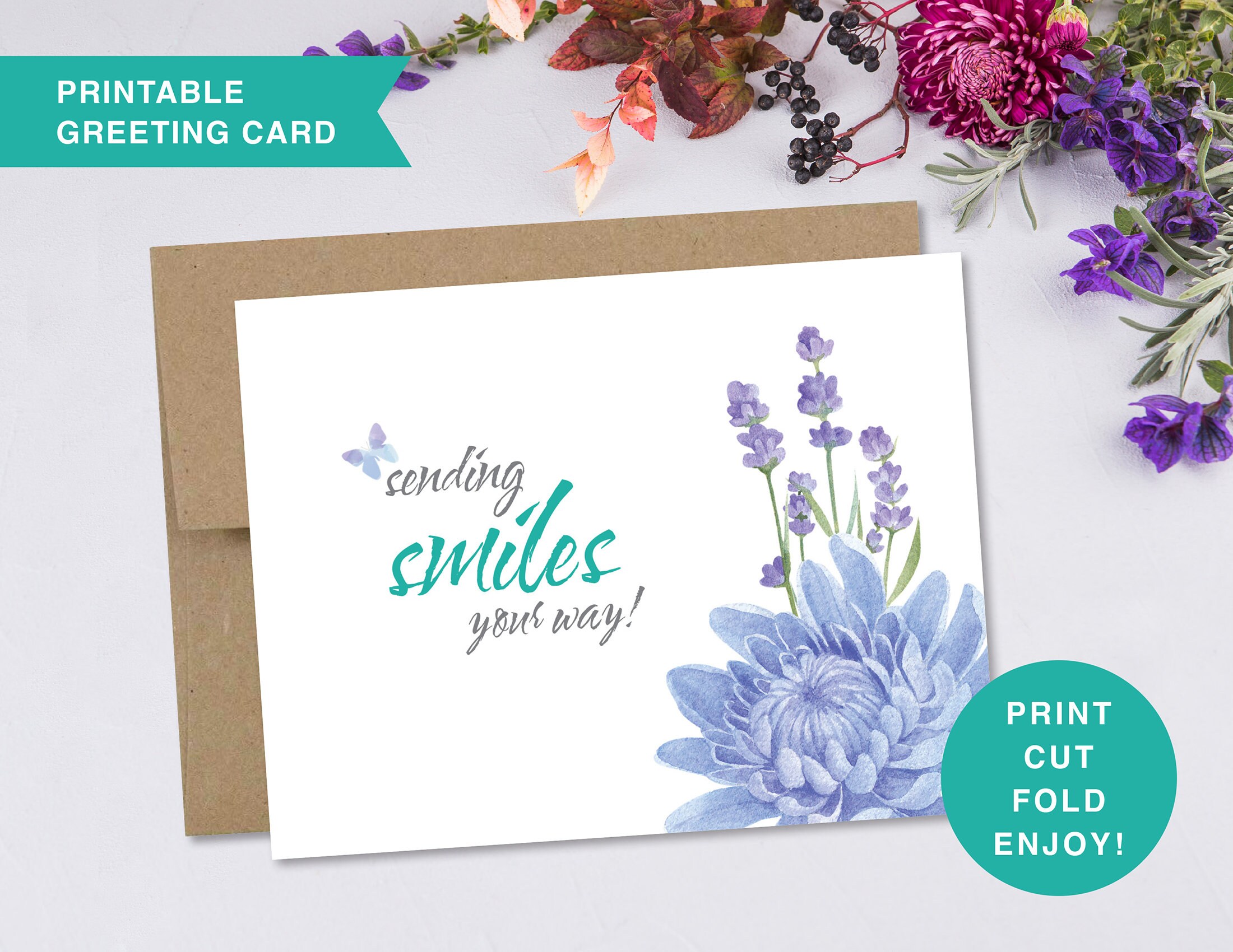 Floral Thinking of You Card: Printable Encouragement Card (PDF) - Etsy