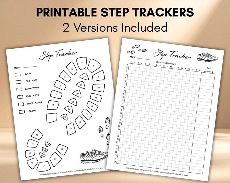 Monthly Step Tracker, Daily Step Counter, Printable Walking Tracker ...