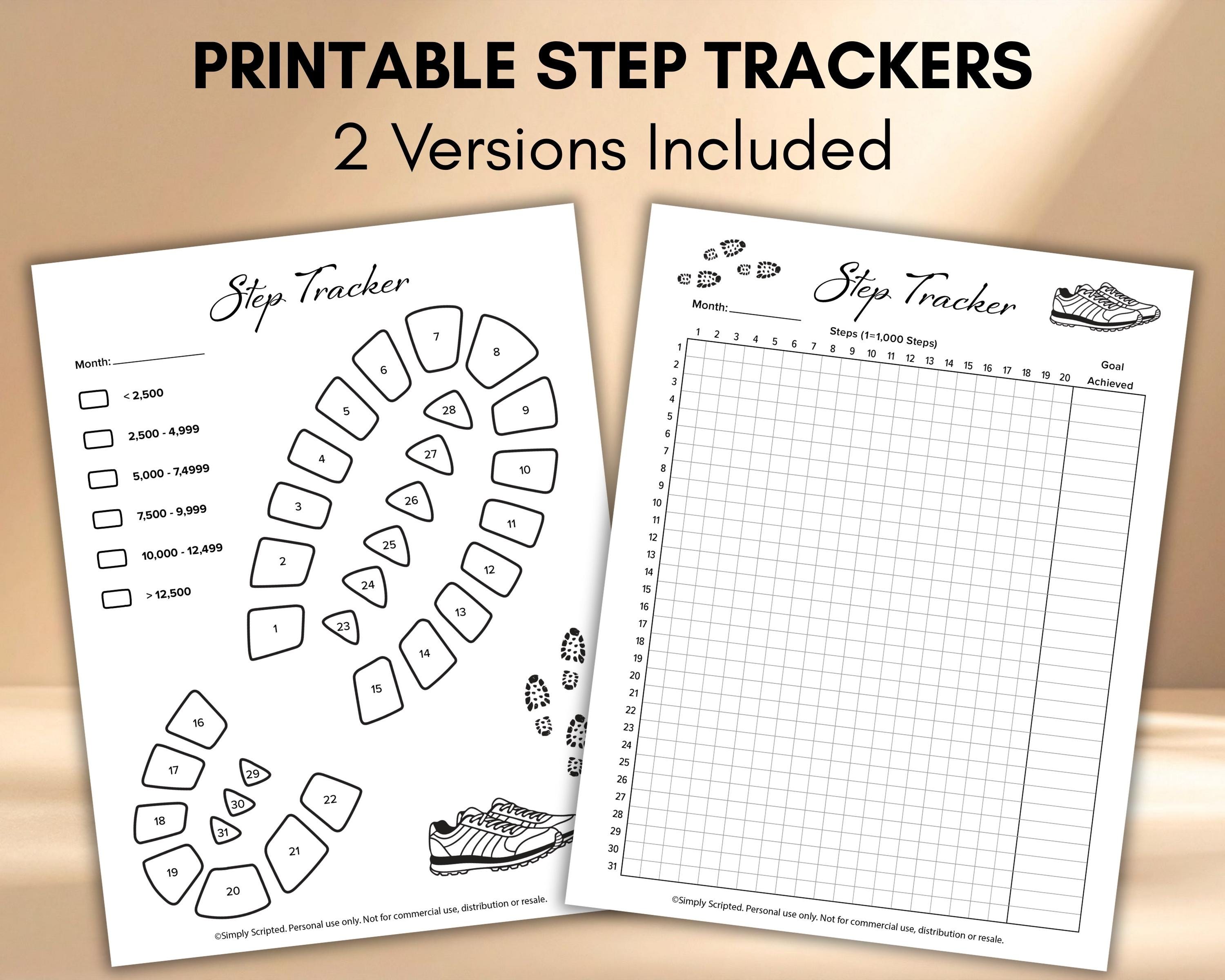Steps Tracker Color In Monthly Step Tracker, Daily Step Counter, Printable Walking Tracker ...