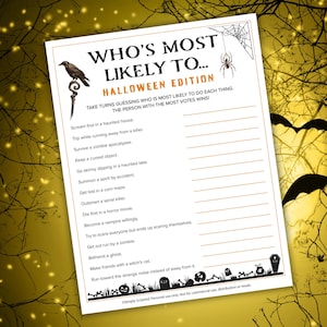 Halloween Who's Most Likely To Game, Spooky Halloween Printable, Halloween Party Game, Halloween Party Game for Adults & Teens, Office Game