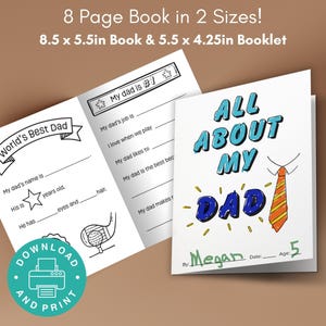 All About Dad Printable Book for Fathers Day Coloring Card Gift for Dad Classroom Activity Fathers Day Coloring Page Keepsake from Kids D001