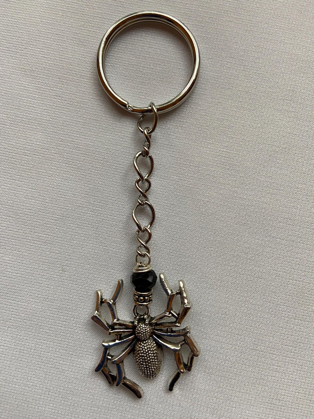 Spider Keychain With Black Bead. - Etsy