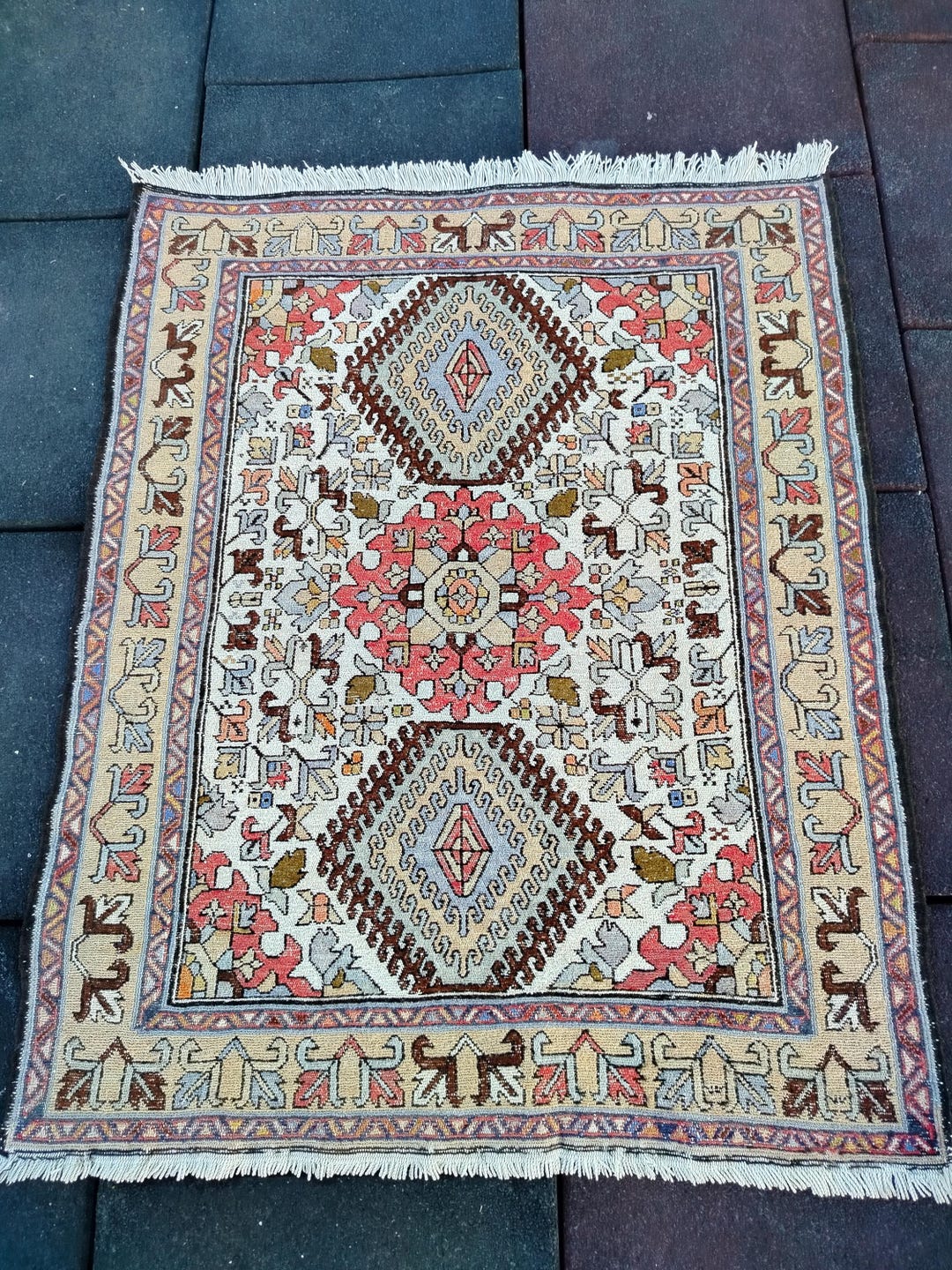 3x3 Rugs Persian Rug, Sumac Rug Old Sumac 3x3 Feet Wool Rug, Kitchen ...