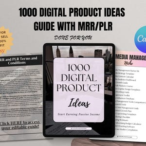 1000 digitale Produktideen PLR Guide - Canva Template für Resell | Verkaufe auf Etsy & verdiene ein pasives Einkommen