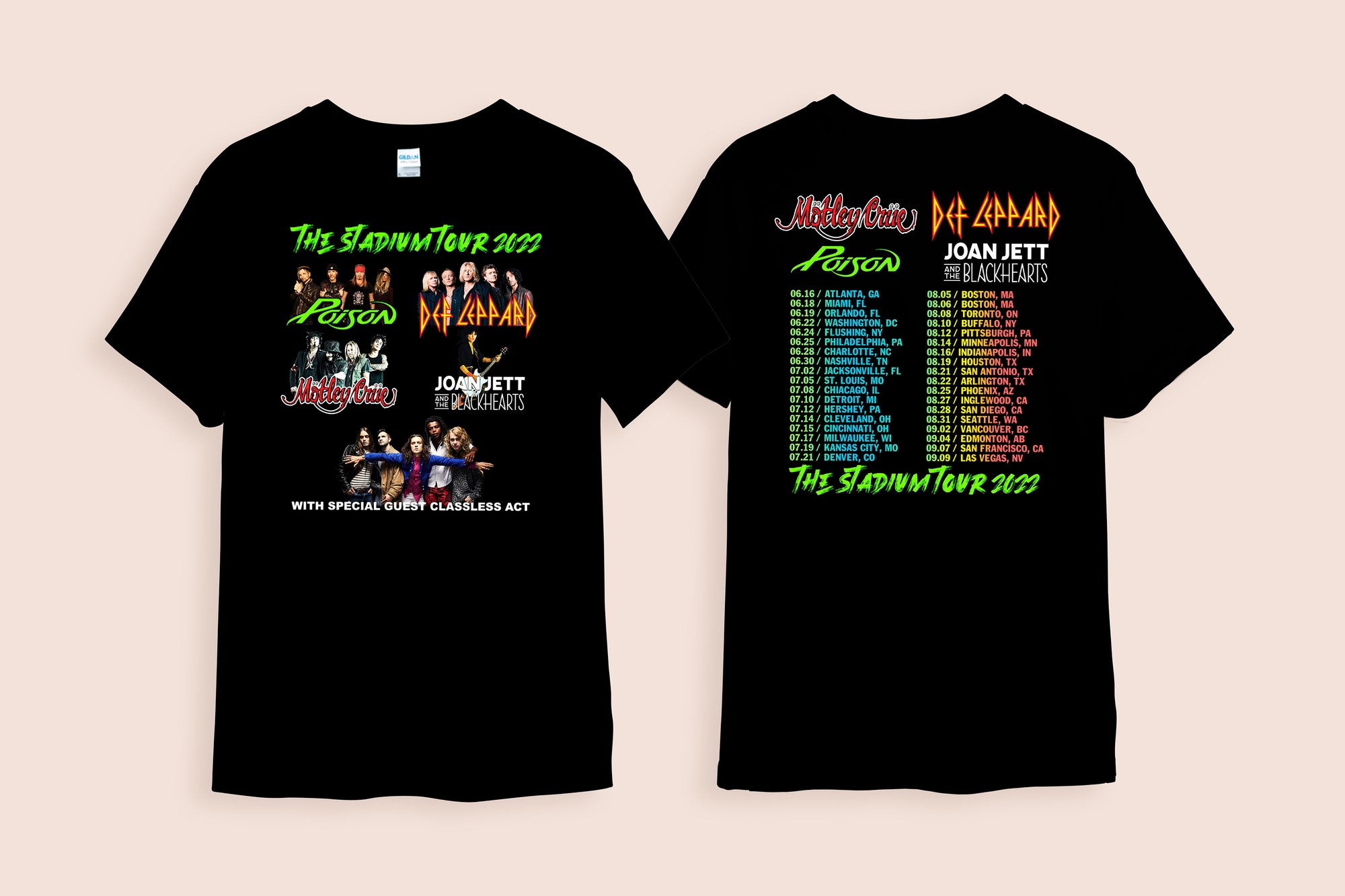 Discover Motley Crue Def Leppard Motley Crue Concert  Double Side T-shirt