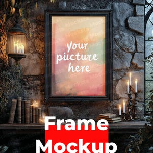 Gothic decor, horror frame, witchy frame, vertical frame mockup, haunted frame, moody art frame