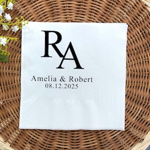 Custom Monogram Wedding Napkins, Personalized Wedding Napkins,  Custom Cocktail Wedding Napkins, Decoration Party Napkins