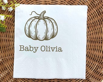 Personalized Baby Pumpkin Baby Shower Napkins, Pumpkin Thanksgiving Napkins, Little Pumpkin Shower Napkins, Fall Baby Shower