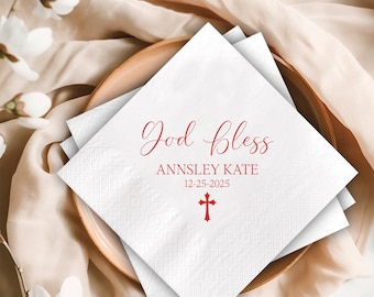 Custom Baptism Party Napkins, Baptism Napkins, God Bless Napkins, Baptism Party Napkins