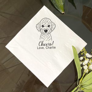 Custom Pet Cocktail Napkins, Dog Portrait Napkins, Wedding Dog Napkins, Custom Pet Portrait Napkins, Gift For Birthday Party