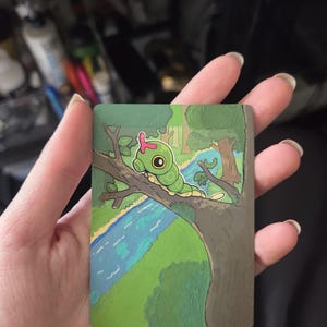 Carta Pokémon Caterpie Pintada à Mão
