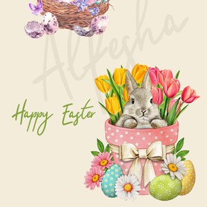 Biglietti d'auguri stampabili di Pasqua e decorazioni murali primaverili - Coniglietto, Pulcino, Tulipani - Set di biglietti d'auguri con download digitale + poster