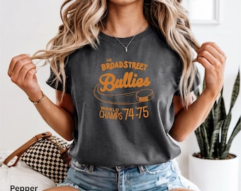 Broad Street Bullies Hockey Retro Tee World Champs 74-75 Vintage Logo Philadelphia Hockey T-Shirt Flyers