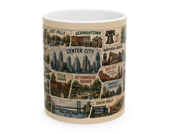 Philadelphia Neighborhoods Mug Philly Neighborhood Map Coffee Mug Fishtown Rittenhouse Manayunk South Philly Mug 11oz 15oz Ceramic Mug