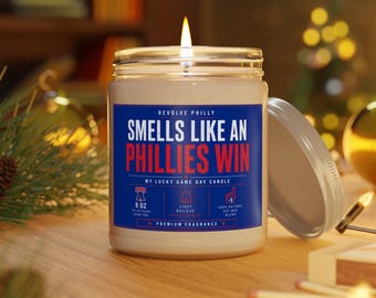Smells Like a Phillies Win Candle Funny Philadelphia Baseball Fan Gift Philly Sports Soy Candle Phillies Inspired Home Fragrance