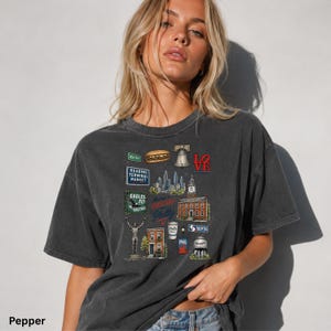 Philadelphia Icons Shirt Philly Graphic Tee Comfort Colors 1717 Shirt Philadelphia Landmark Tee Vintage Philly Shirt Philly Tourist Gift image 3