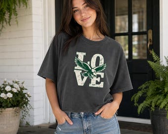 Philly LOVE Bird Shirt, Philadelphia Football Crop Tee, Retro Comfort Colors 3023CL, Vintage Eagle Game Day Shirt, Philly Fan Gift