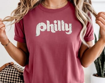 Philly Retro Script T Shirt Vintage Distressed Philly City Tee Phillies Inspired