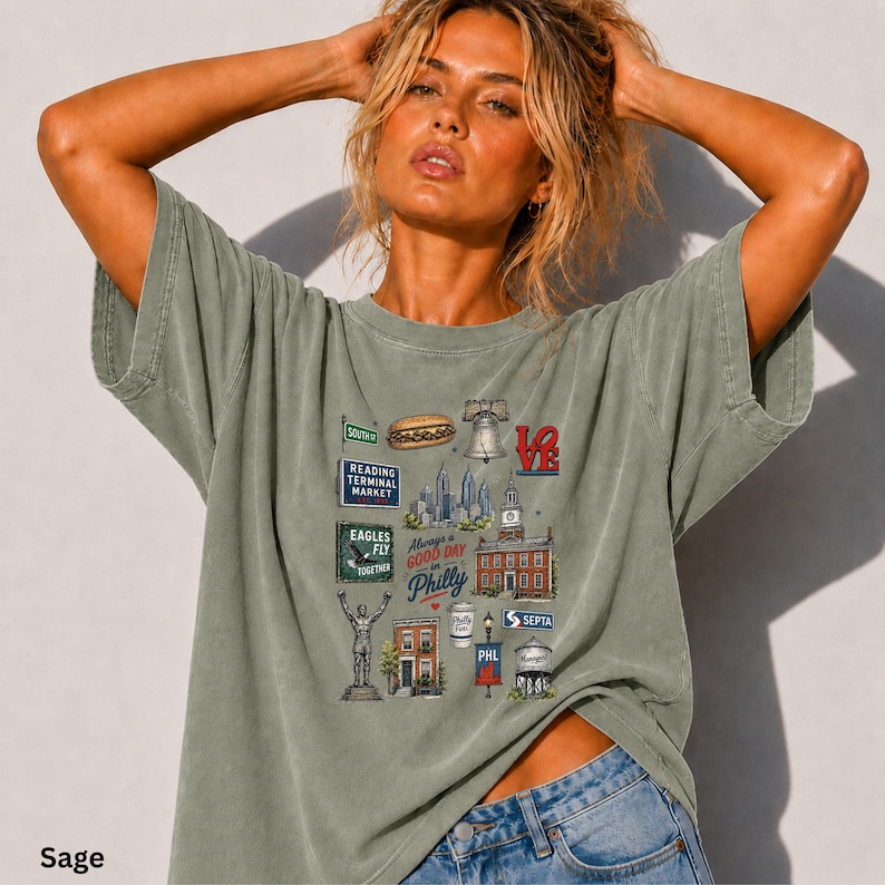 Philadelphia Icons Shirt Philly Graphic Tee Comfort Colors 1717 Shirt Philadelphia Landmark Tee Vintage Philly Shirt Philly Tourist Gift image 4