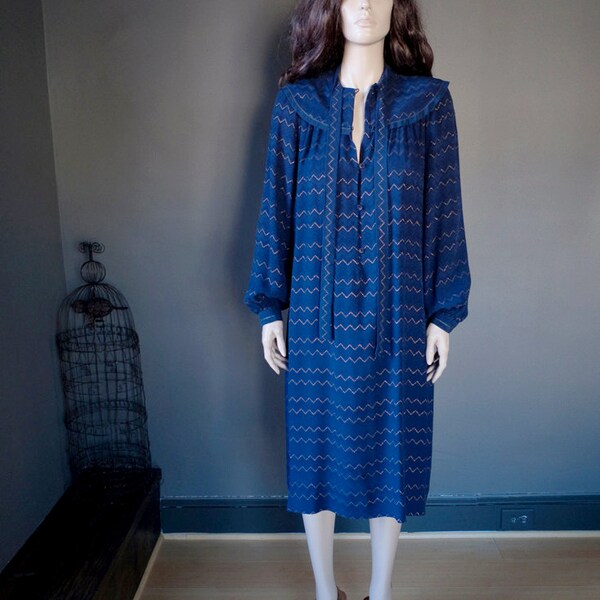 Vintage avant garde long-sleeve French designer SILK tent DRESS / Givenchy dress