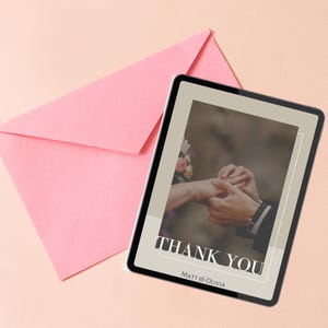 Tarjetas de agradecimiento de boda personalizadas: tarjetas con foto impresa y mensaje personalizado