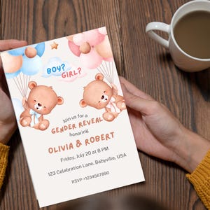 Carte personnalisée baby shower – Future maman | Ours en peluche neutre