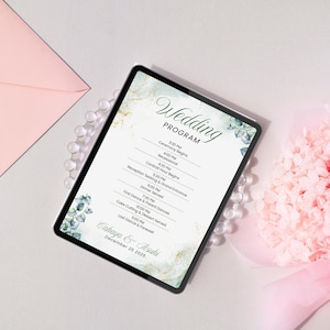 Plantilla de programa de boda minimalista: Orden de servicio de 10 x 20 cm / Tarjeta de ceremonia imprimible