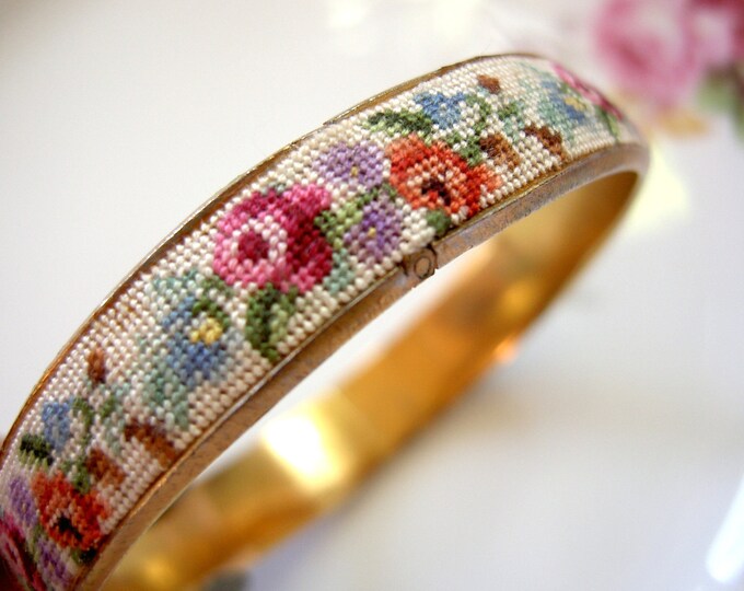 Vintage Needlepoint Bangle Bracelet Etsy