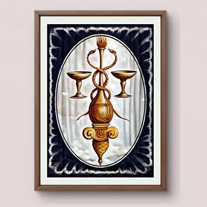 Due di Coppe Tarocchi Stampa Digitale / Download Istantaneo Riproduzione Artistica in Stile Vintage / Decorazione da Parete per la Casa / Stampabile