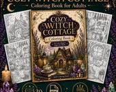 Cozy Witch Cottage Coloring Book, Printable Adult Pages, Witchy Cottagecore PDF, Magical Digital Download
