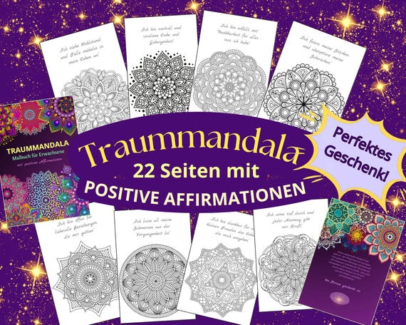 Mandala Malbuch mit positiven Affirmationen