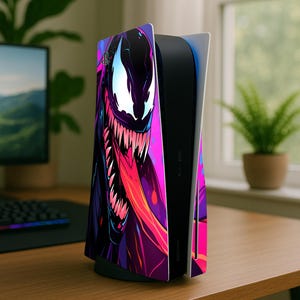 PS5 Skin Wrap – aanpasbare neon symbiont vinyl sticker voor Playstation 5 gameconsole