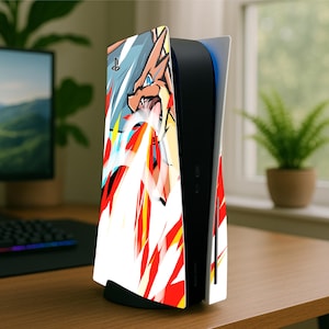 PS5 Skin Wrap – Customisable Fire Dragon Vinyl Decal For Playstation 5 Gaming Console